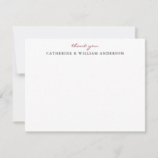 Couple Neu Red Script Vielen Dank Stationery No Mitteilungskarte (Vorderseite)