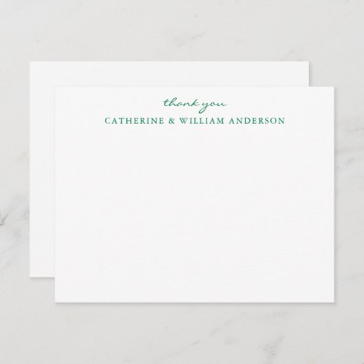 Couple Newlyn Green Script Danke Stationery Mitteilungskarte (Vorne/Hinten)