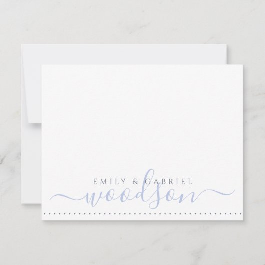 Couple Newlyweds Name Wedding Monogram Blue Mitteilungskarte (Vorderseite)