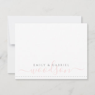 Couple Newlyweds Name Wedding Monogram Pink Script Mitteilungskarte