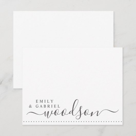 Couple Newlyweds Name Wedding Monogram Script Mitteilungskarte (Vorne/Hinten)