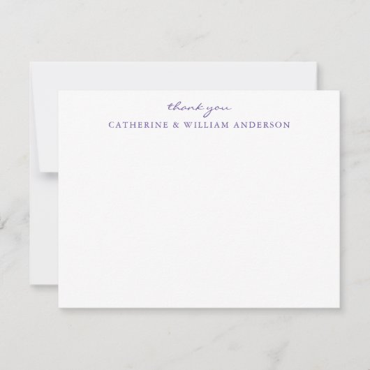 Couple Newlyy Lila Script Danke Stationery Mitteilungskarte (Vorderseite)