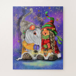 Couple Niedlich Gnomes Gesang Happy Christmas Song Puzzle