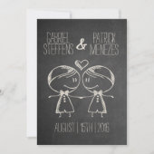 Couple on Blackboard Gay Wedding Einladung (Vorderseite)