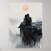 Couple on Cliff mit Serene Sunset Glow Poster (Vorne)
