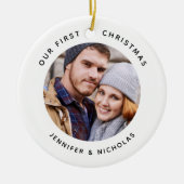 Couple Our First Christmas Foto Keramik Ornament (Vorne)