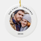 Couple Our First Christmas Foto Keramik Ornament (Hinten)