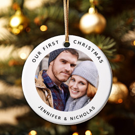 Couple Our First Christmas Foto Keramik Ornament