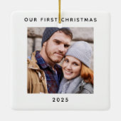 Couple Our First Christmas Foto Keramikornament (Rückseite)