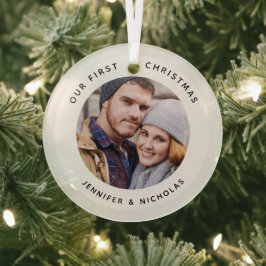 Couple Our First Christmas Foto Ornament Aus Glas