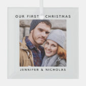 Couple Our First Christmas Foto Ornament Aus Glas (Vorderseite)