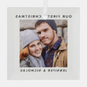 Couple Our First Christmas Foto Ornament Aus Glas (Rückseite)