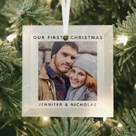 Couple Our First Christmas Foto Ornament Aus Glas