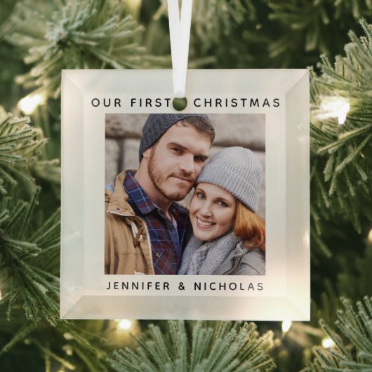 Couple Our First Christmas Foto Ornament Aus Glas (Insitu)
