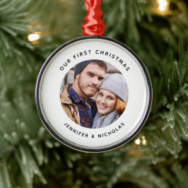 Couple Our First Christmas Foto Ornament Aus Metall