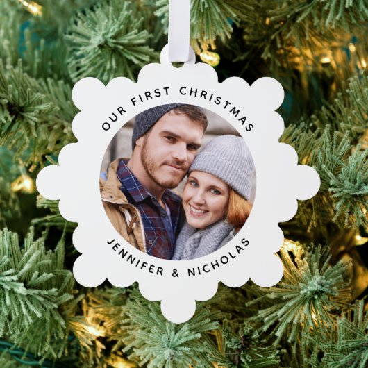 Couple Our First Christmas Foto Ornament Karte (Insitu (Baum))