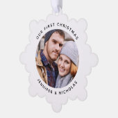 Couple Our First Christmas Foto Ornament Karte (Linke Ecke)