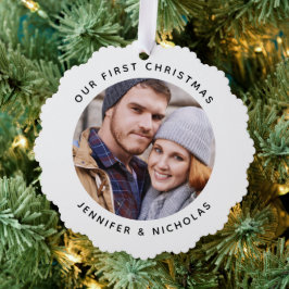 Couple Our First Christmas Foto Ornament Karte