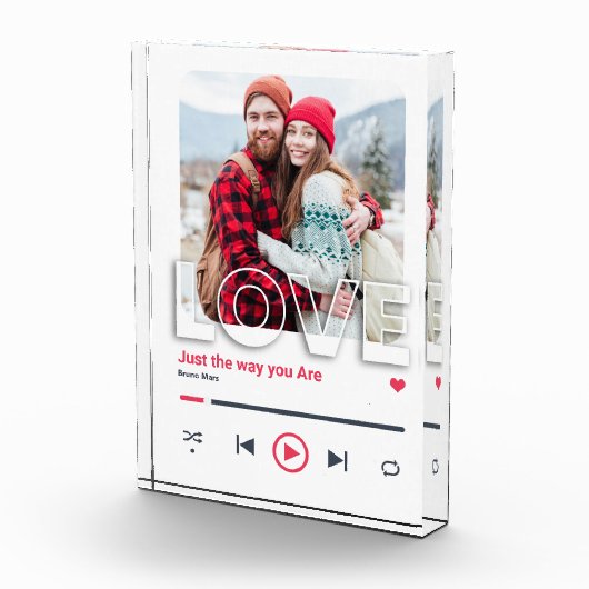 Couple Personalisiert Song Glas Art Cover Geschenk Fotoblock (Rechts)