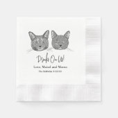 Couple Pet Hand Zeichnend Drinks auf Me Napkins Serviette (Vorderseite)