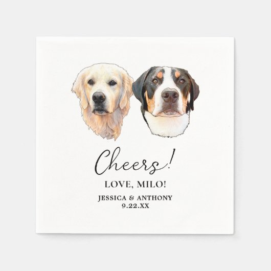 Couple Pet Hand Zeichnend Personalisierte Beifall Serviette (Vorderseite)