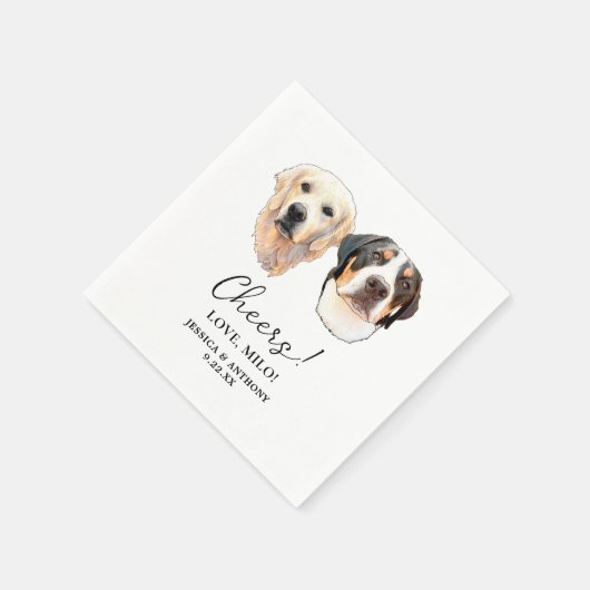 Couple Pet Hand Zeichnend Personalisierte Beifall Serviette (Ecke)