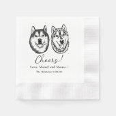 Couple Pet Hand Zeichnend Personalisierte Beifall Serviette (Vorderseite)