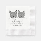 Couple Pet Hand Zeichnend Personalisierte Beifall Serviette (Vorderseite)