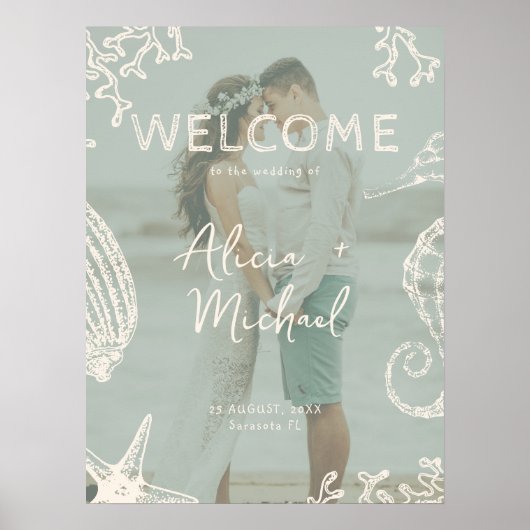 Couple photo coastal wedding welcome  poster (Vorne)