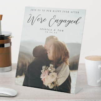 Couple Photo Engagement Party Pedestal Sign Sockelschild