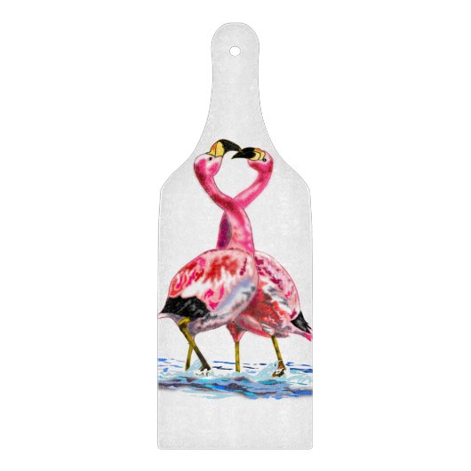 Couple Pink Flamingo Cutting Board Schneidebrett (Vorderseite)