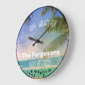 Couple Remüde Familienname Beach Rente Große Wanduhr (Winkel)