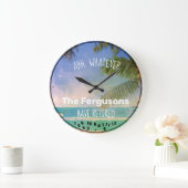 Couple Remüde Familienname Beach Rente Große Wanduhr (Zuhause)