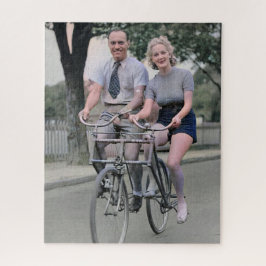 Couple Riding Malvern Star Bike 1930er Color Redux Puzzle
