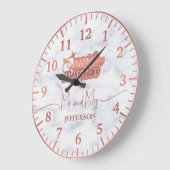 Couple Rose Gold gerade verheiratet Hochzeitsgesch Große Wanduhr (Winkel)