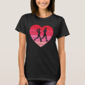 Couple Runner Retro Valentine Heart Love Trail Run T-Shirt (Vorderseite)