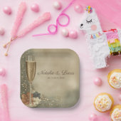 Couple’s Champagne Floral Wedding Shower Pappteller (Party)