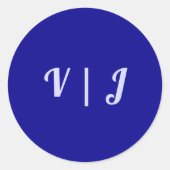 Couple’s Initials on Dark Blue Small Round Sticker (Vorderseite)