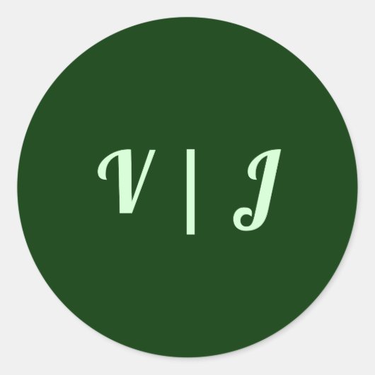 Couple’s Initials on Dark Green Small Runder Aufkleber (Vorderseite)