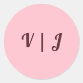 Couple’s Initials on Pink Small Round Sticker (Vorderseite)