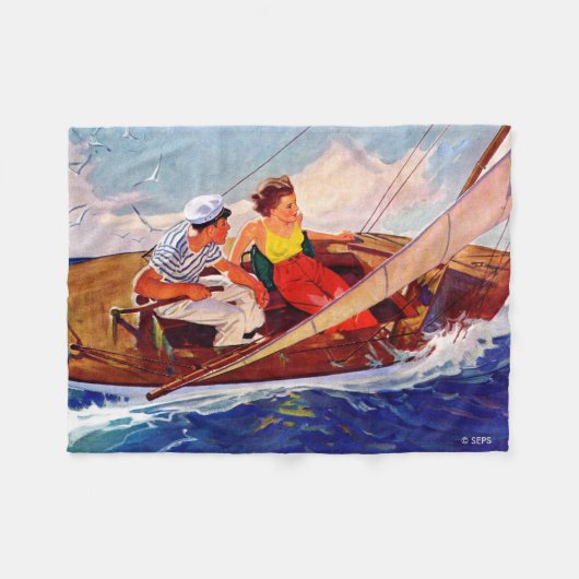 Couple Sailing von R.J. Cavaliere Fleecedecke (Vorderseite (Horizontal))