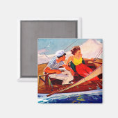 Couple Sailing von R.J. Cavaliere Magnet (Vorderseite/Rückseite)