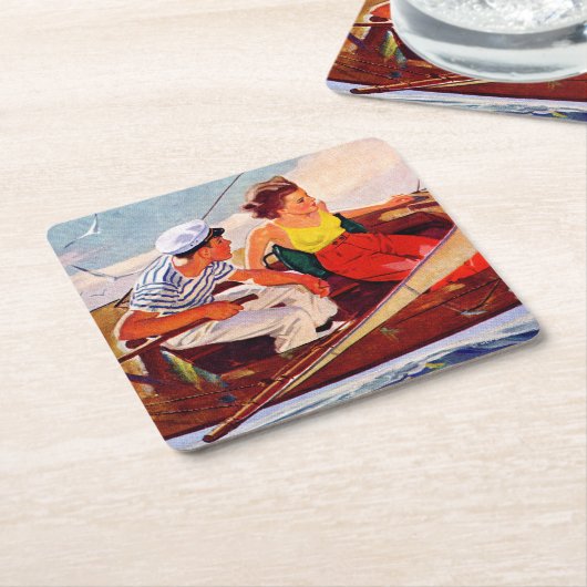 Couple Sailing von R.J. Cavaliere Rechteckiger Pappuntersetzer (angewinkelt)