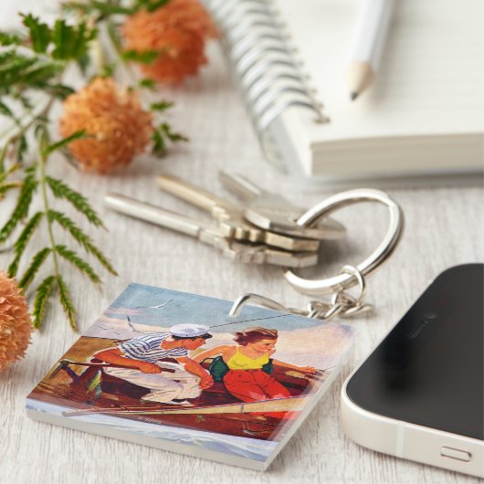 Couple Sailing von R.J. Cavaliere Schlüsselanhänger (Vorderseite rechts)