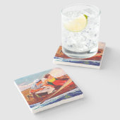 Couple Sailing von R.J. Cavaliere Steinuntersetzer (Seitenansicht)