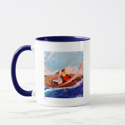 Couple Sailing von R.J. Cavaliere Tasse (Links)