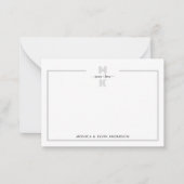 Couple Schwarz-weiß Elegant Simple Monogram Mitteilungskarte (Vorderseite)
