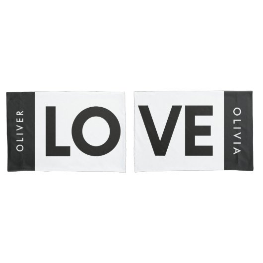 Couple Schwarz-weiß serif Liebe typography modern  Kissenbezug (Vorderseite-Set)