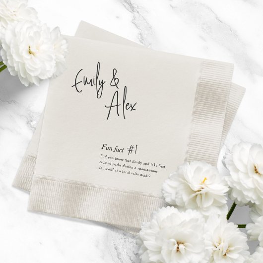 Couple Script Fun Facts Wedding Napkins Serviette