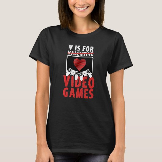 Couple Shirt V is for video games Novelty Men Wom (Vorderseite)